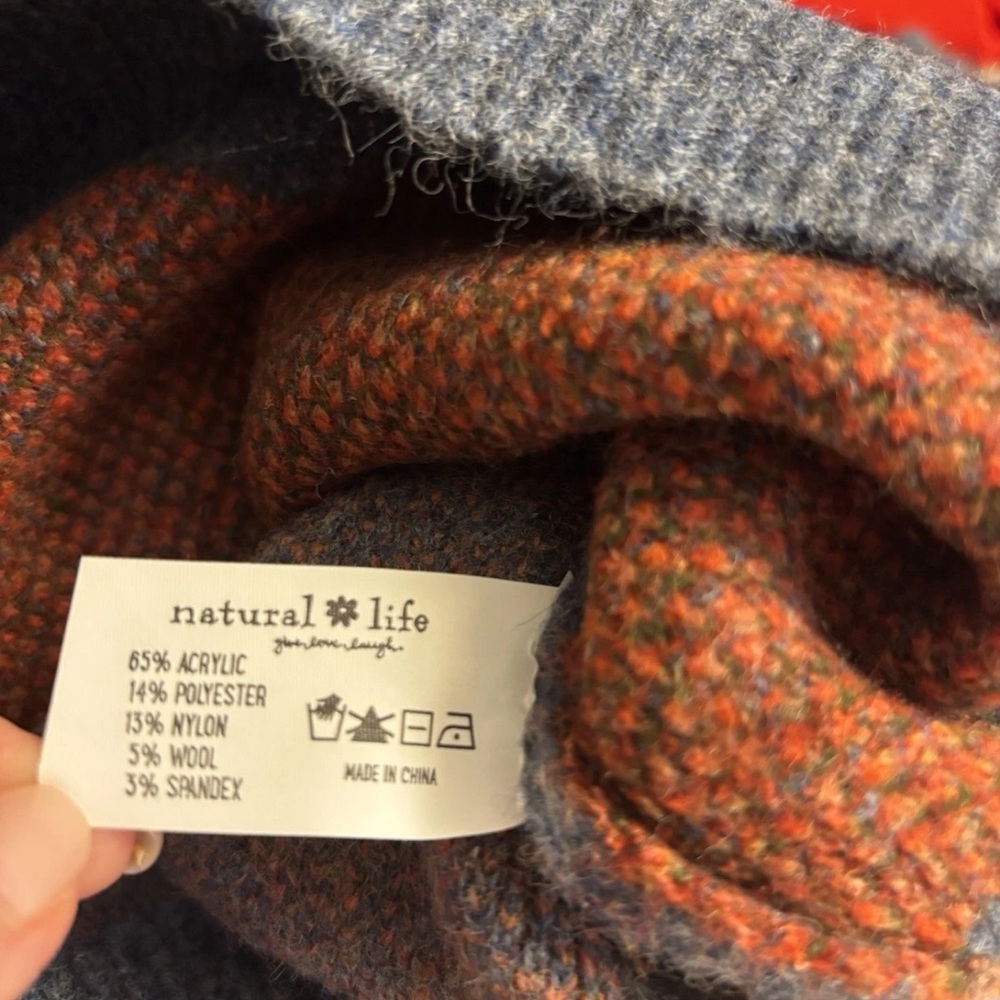 Natural Life Rosie Jaquard Sweater Blue Floral M Medium Boxy Fit Wool Blend - Picture 6 of 6
